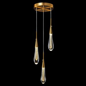 LMQNINE Pendant Lights Kitchen Light Fixtures Dimmable LED Modern Gold Pendant Light Mini Teardrop Crystal Pendant Lighting for Kitchen Island Bedroom Hallway Entryway (2-Light)