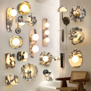 Marble, agate, travertine irregular spotted wall lamp, interior decoration, LED, living room, alabaster, hotel home decoration wall lamp
