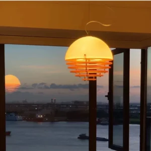 Nordic creative retro chandelier, sunset orange, adjustable height, iron design, suitable for dining room, living room, Bauhaus style, bar island